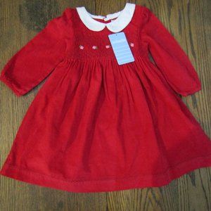 JoJo Maman Bebe girls red smocked dress